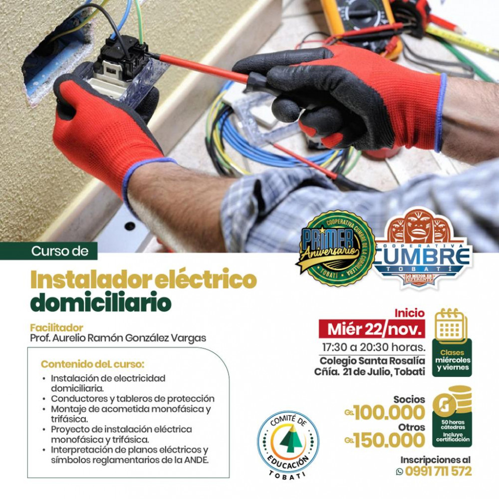 Curso de “Instalador eléctrico domiciliario”